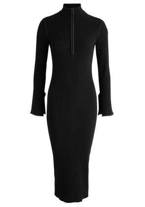 Moncler Logo Ribbed-knit Midi Dress - Black - L (UK14 / L)