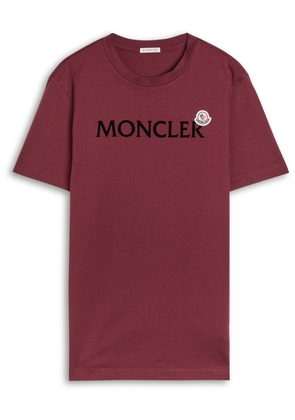 Moncler Logo Badge Cotton T-shirt - Burgundy - XL
