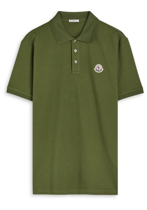 Moncler Logo-appliquéd Piqué Cotton Polo Shirt - Khaki - XL