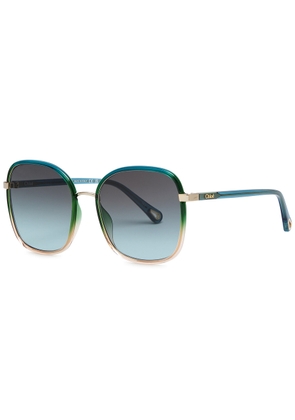 Chloe Two-tone Square-frame Sunglasses - Green - One Size