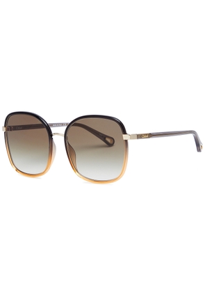 Chloe Two-tone Square-frame Sunglasses - Brown - One Size