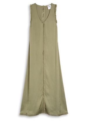 Day Birger ET Mikkelsen Dasha Fringe-trimmed Crepe Midi Dress - Sage - 38 (UK12 / M)