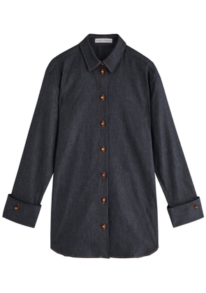 Palmer//harding Reflection Stretch-denim Shirt - Dark Blue - 10 (UK10 / S)