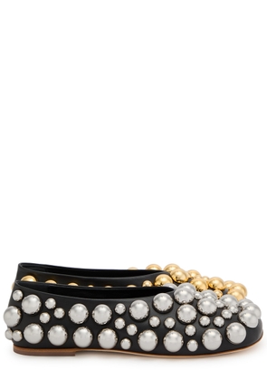 A.W.A.K.E Mode Dora Studded Leather Flats - Black - 40 (IT40 / UK7)
