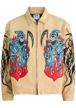 Warren Lotas Garage Printed Work Canvas Jacket - Beige - M