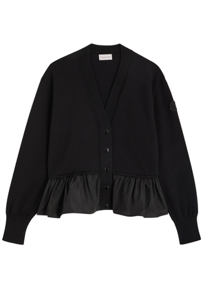 Moncler Puff-hem Cotton-blend Cardigan - Black - M (UK 12 / M)