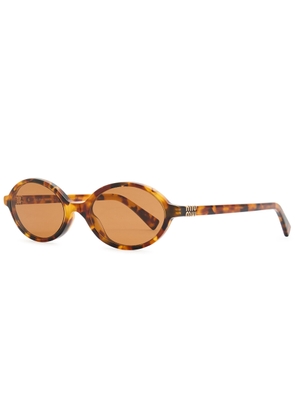 Miu Miu Oval-frame Sunglasses - Havana - One Size