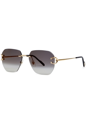Cartier Rimless Square-frame Sunglasses - Gold