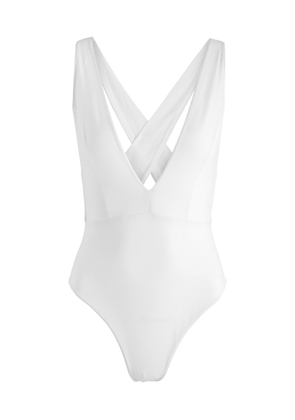 Max Mara Beachwear Cristel Plunge Halterneck Swimsuit - White - Iib (UK8-10 / S)