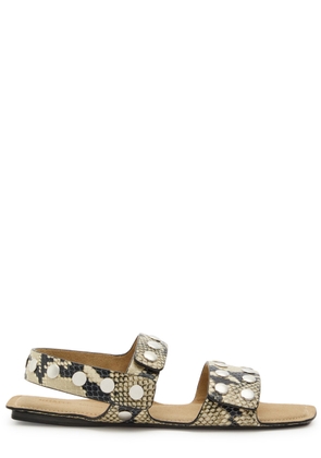 Khaite Boden Python-effect Leather Sandals - Beige - 38 (IT38 / UK5)