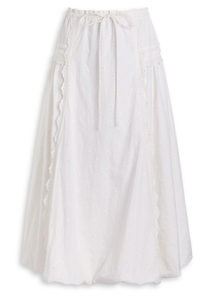Damson Madder Agatha Embroidered Cotton Midi Skirt - White - 10 (UK10 / S)