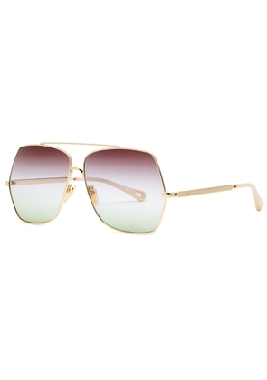 Chloe Aviator-style Sunglasses - Gold - One Size