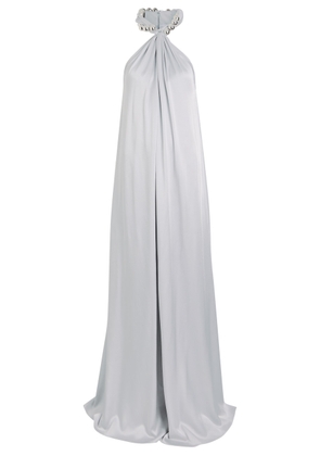 Stella Mccartney Chain-embellished Satin-crepe Gown - Blue - 40 (UK8 / S)