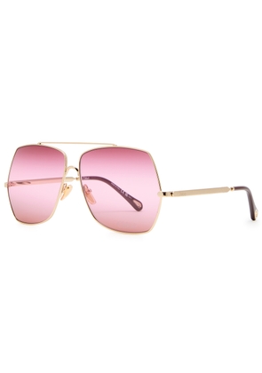 Chloe Aviator-style Sunglasses - Gold - One Size
