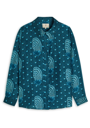 Hannah Artwear Stevie Printed Silk-chiffon Shirt - Indigo - 3 (UK16-UK18)