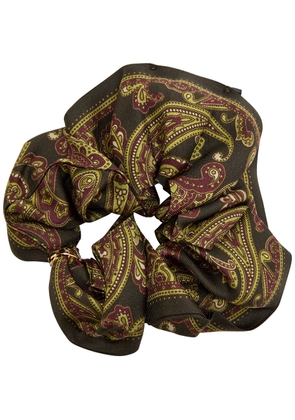 Saint Laurent Paisley-print Silk Scrunchie - Green - One Size