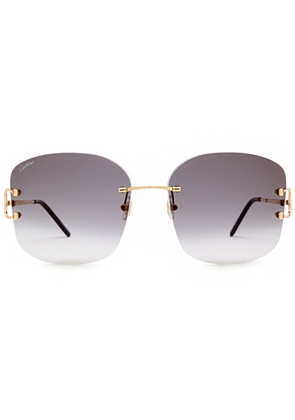 Cartier Signature C De Cartier Rimless Oversized Sunglasses - Gold