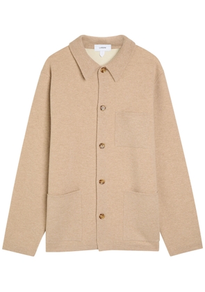 Lardini Beige Melange Wool Women's Designer Overshirt L - L