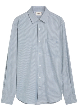 Tods Logo-embroidered Houndstooth Cotton Shirt - Blue - M