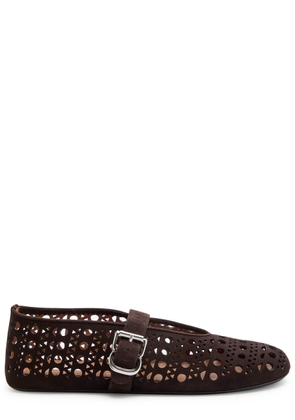 Alaïa Vienne Cut-out Suede Ballet Flats - Brown - 38 (IT38 / UK5)