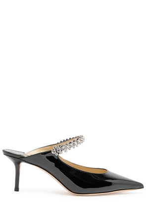 Jimmy Choo Bing 65 Embellished Patent Leather Mules - Black - 38 (IT38 / UK5)