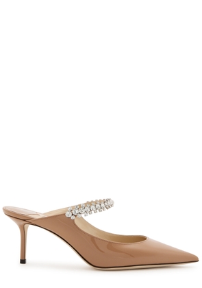 Jimmy Choo Bing 65 Embellished Patent Leather Mules - Beige - 37 (IT37 / UK4)