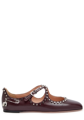 Bally Beliska Studded Leather Ballet Flats - Burgundy - 38 (IT38 / UK5)