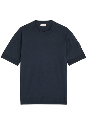 Moncler Knitted Silk-blend T-shirt - Navy - M