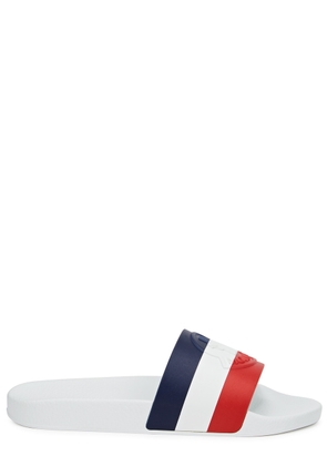 Moncler Basile Striped Rubber Sliders - White - 7
