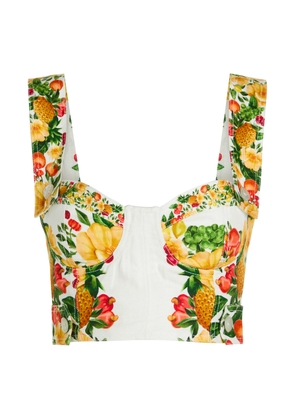 Farm Rio Picnic Flowers Printed Linen top - Yellow - L (UK14 / L)