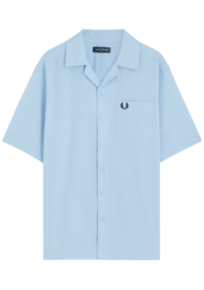 Fred Perry Logo-embroidered Cotton Shirt - Light Blue - S