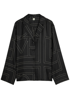 Toteme Logo-embroidered Silk-satin Shirt - Black - 40 (UK12 / M)