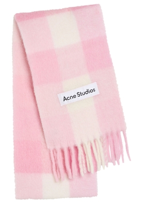 Acne Studios Vally Checked Wool-blend Scarf - Light Pink - One Size