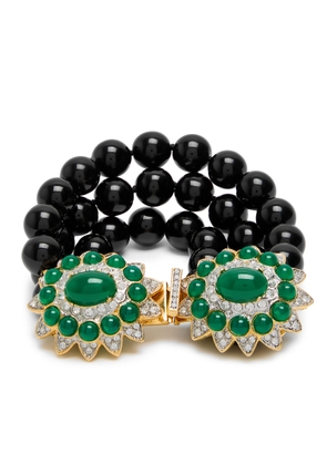 Kenneth Jay Lane Beaded 22kt Gold-plated Bracelet - Black - One Size