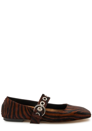 Aeyde Uma Zebra-effect Calf Hair Mary Jane Flats - Brown - 37 (IT37/ UK4)