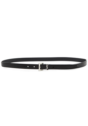 Saint Laurent Cassandra Grained Leather Belt - Black - 100 (L)