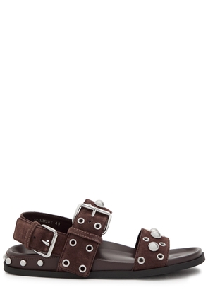 Valentino Garavani Nellcote Stud-embellished Suede Sandals - Brown - 39 (IT39 / UK6)