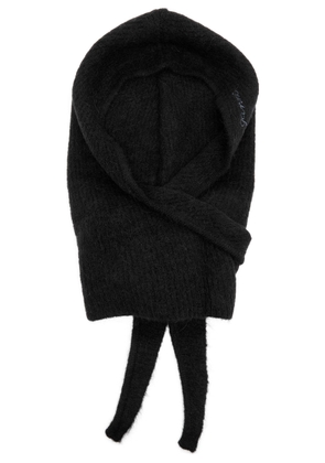 Ganni Logo-embroidered Brushed Wool-blend Balaclava - Black - One Size