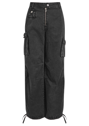 Ganni Washed Cotton Trousers - Black - 42 (UK12 / M)