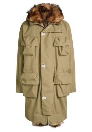 Simone Rocha Faux Fur-trimmed Cotton-blend Parka Coat - Stone - L