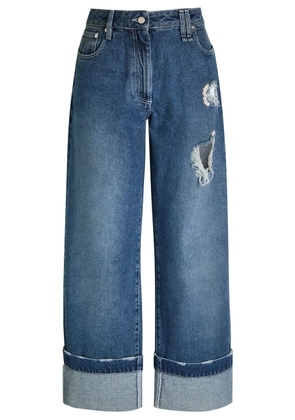 Simone Rocha Distressed Embellished Straight-leg Jeans - Denim - 6 (UK6 / XS)