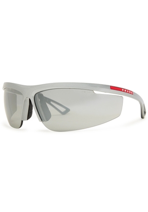 Prada Linea Rossa Wrap-around Mask Sunglasses - Silver - One Size