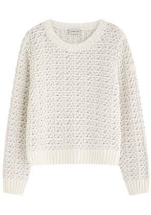 Moncler Logo Bouclé-knit Cotton-blend Jumper - Natural - L (UK14 / L)