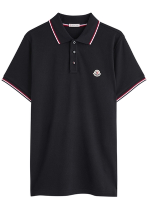 Moncler Logo-appliquéd Piqué Cotton Polo Shirt - Navy - S