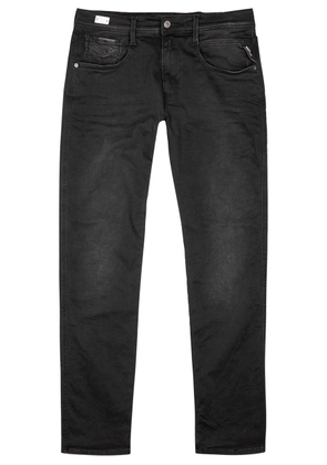 Replay Anbass Hyperflex Clouds Slim-leg Jeans - Dark Grey - W34/L32