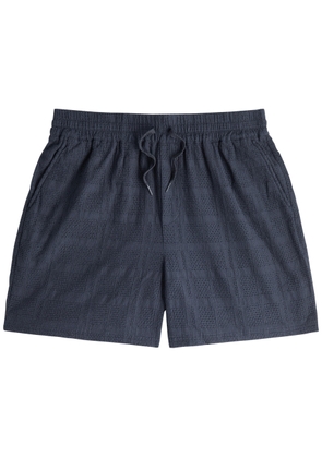 Les Deux Charlie Embroidered Cotton Shorts - Navy - S