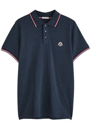 Moncler Logo-appliquéd Piqué Cotton Polo Shirt - Blue - M