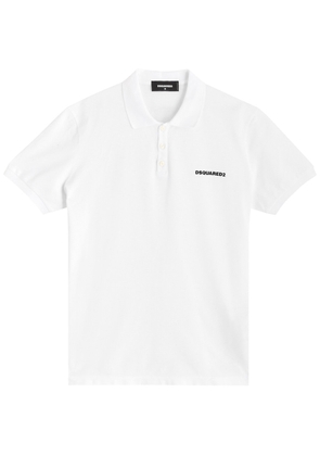 DSQUARED2 Logo Piqué Cotton Polo Shirt - White - L