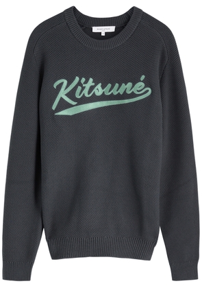 Maison Kitsuné Varsity Textured Cotton-blend Jumper - Grey - XL