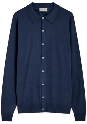 John Smedley Tibor Wool Cardigan - Navy - S